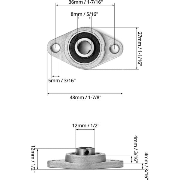 6 stk KFL08 Flenselager. 8mm lager. Sinklegering. for 3D-skriver
