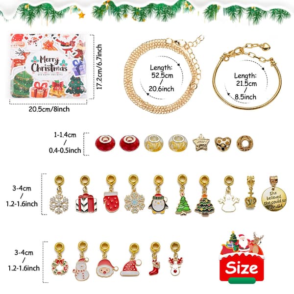 24 dages julekalender håndværkssæt med charmearmbånd til børn, julekalender pigegave 0.15