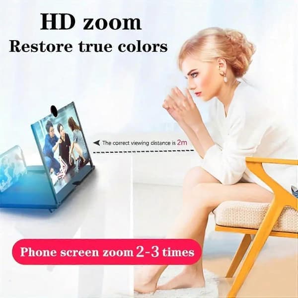 Phone Screen Magnifier, 12 Inch Thin Foldable HD Mobile Smartphone Projector Amplifier, Magnifying Screen, Portable Foldable Stand Black