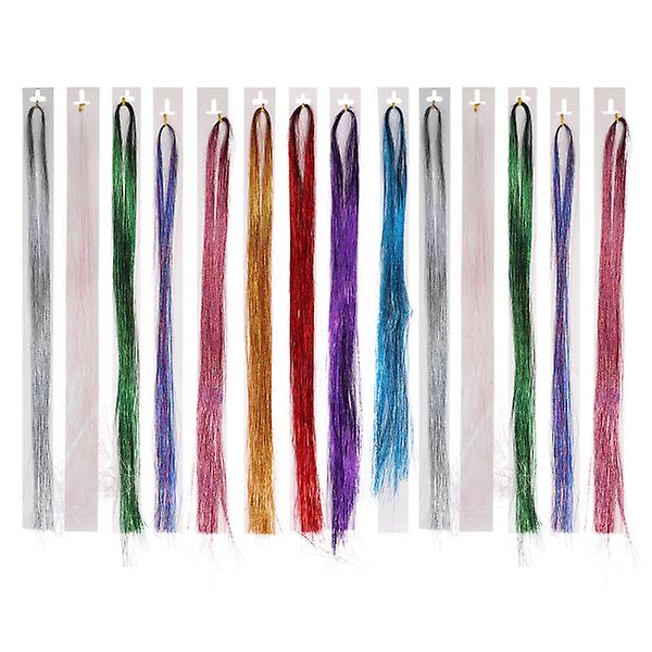 14 kpl Hiustenväriä Universaali Glitter Hiustenväri Tyylisä Hiustenpidennykset Sekalaiset Värit 100x4x Assorted Color 100x4x0.1cm