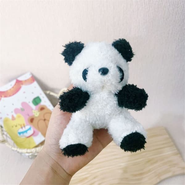 Panda-tøjdyr nøglering, plysdyr-pynt, rygsækvedhæng