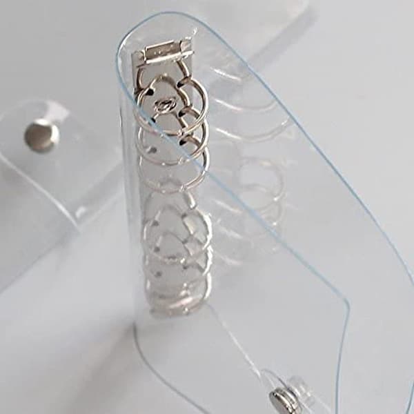 Ringbind i klar blød PVC, 6-hullers ringbind, vandtæt løsbladsbind med gennemsigtig lineal, genopfyldeligt A5-bind A5