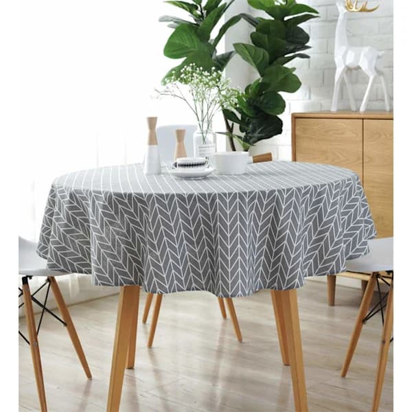 Round Cotton Linen Twill Tablecloth, Dustproof, Durable for Home, Kitchen, Dining, Decor, Grey 90 cm grey 90cm