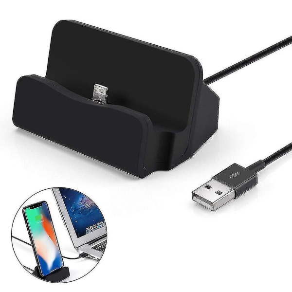 Iphone Desktop Opladningsdock Hurtig Opladning Data Synkronisering Stativ, Sort