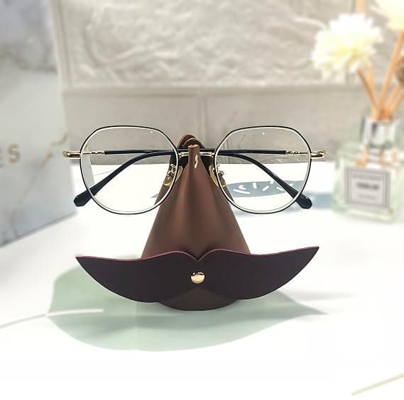 Eyeglass Holder, Leather Eyeglass Case, Creative Moustache Shaped Eyeglass Display Holder, Office Decoration