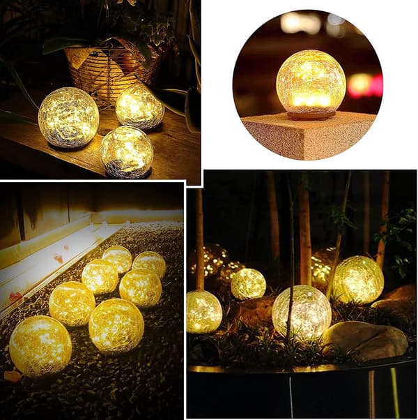 4-pakning LED julesprekkede solcellelamper 4 stk 4pc