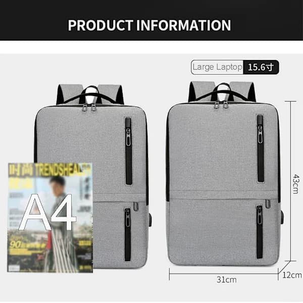 15.6 inch Laptop Backpack Waterproof School Bag Blue