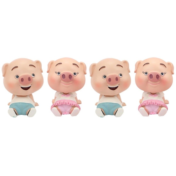 6 kpl Luovia Bobblehead-Sika-Koriste-Nukke-Tarvikkeet Auton Sisustukseen (vaaleanpunainen, taivaansininen) 4 kpl 6,6x5,5cm 4 pcs 6.6x5.5cm