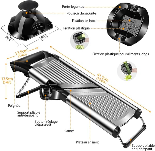 Adjustable Food Processor, Vegetable Cutter, and Fruit Shredder for Slicing Food in the Kitchen.