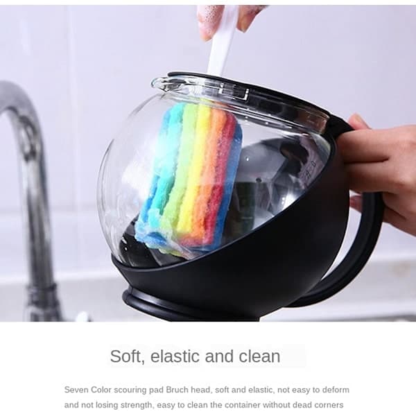 Dish brush with handle | Bottle cleaning brush | Reusable sponge bottle brush set with long handle and bottle cleaner