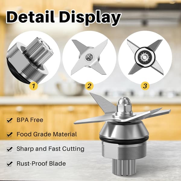 Wet Blade Replacement for Vitamix Blenders, Compatible with 5200 Series and 64oz/32oz Containers, Blender Blade Replacement Part
