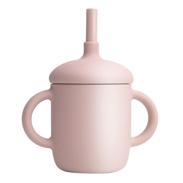Silikon Sippy Trainer Straw Cups Kompatibla med Baby Toddler (rosa)