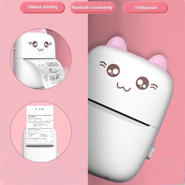 Mini bærbar printer Termisk fotoprinter (Pink) Trådløs BT Poc
