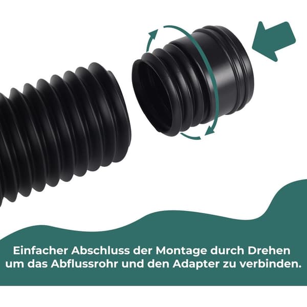 Flexible Gutter Extension - Telescopic Extension 47 to 150 cm - 80/100 mm Adapters - Thick PE Material for Weather Resistance