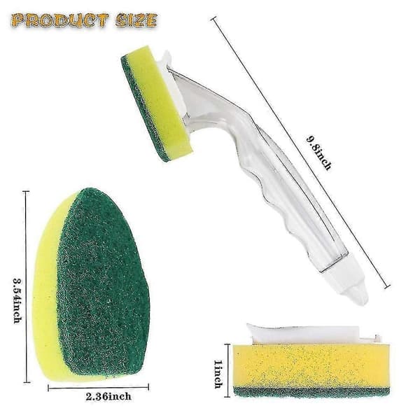 Heavy Duty Dish Scrubber with Handle, Dish Brush with Handle, Non-Scratch and Reusable Sink Scrubber (9 Pcs)