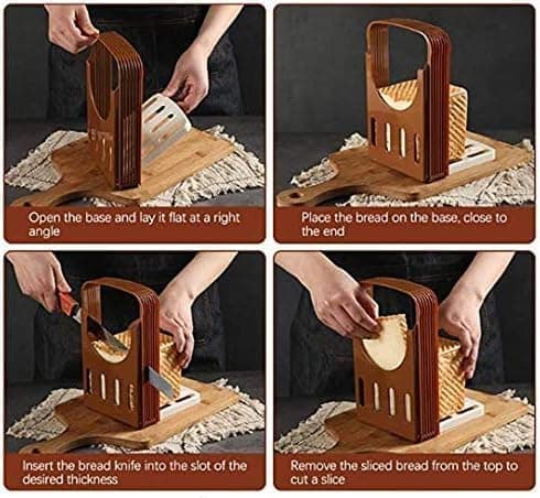 Foldable Compact Bread Slicing Guide, Adjustable Bread Slicer Bake Cutter for Homemade Bread, Sandwiches