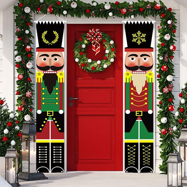 Nötknäppare-banderoll för jul - Veranda-skylt Juldekorationer Utomhus Inomhus, Nötknäppare-soldat Vertikala Julskyltar, Julbanderoll