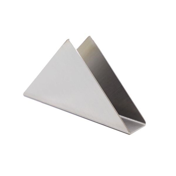 Hopeinen 304 ruostumattomasta teräksestä valmistettu kolmion muotoinen lautasliinapidike, yksinkertainen tyyli, itsenäinen lautasliina-annostelija
