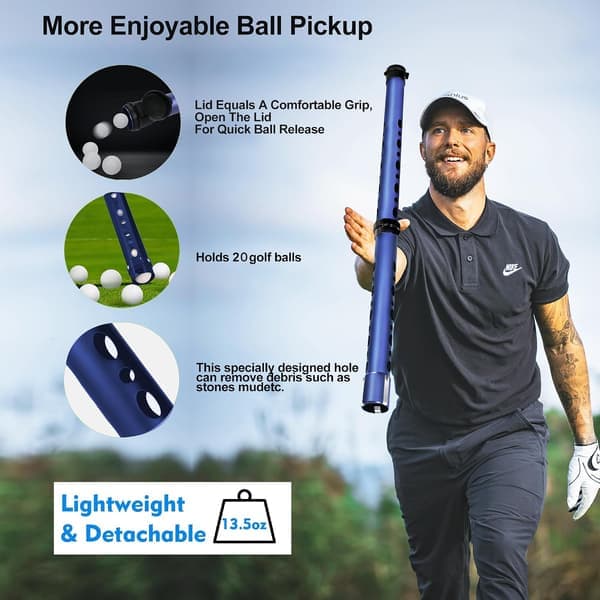 Profesjonell golfballplukker | Avtakbart og bærbart samleverktøy med oppsamler, førsteklasses rustfritt stål, perfekt golfgave for menn (Ho)