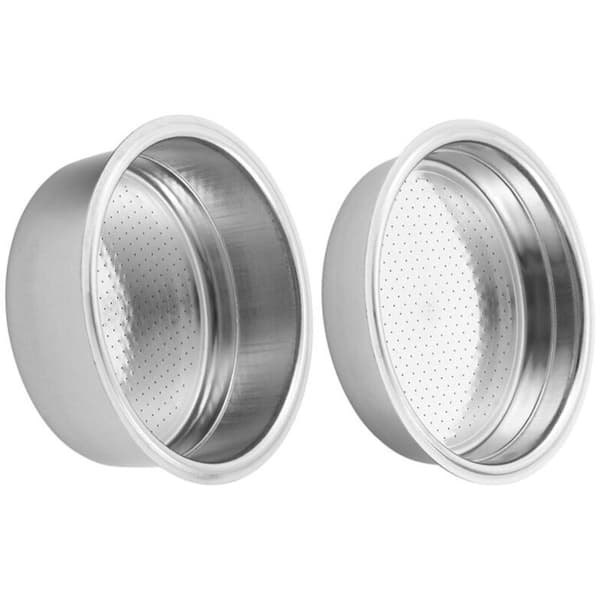 2 stk 51 mm kaffemaskiner i rustfrit stål, tryksat filterkurv, bundløs pulverfilterholder