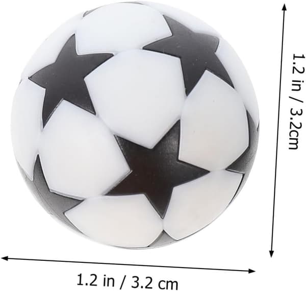 8 stk. Sorte og Hvide Femstjernede Bordfodbolde 32 mm Små Skrivebordsfodbolde