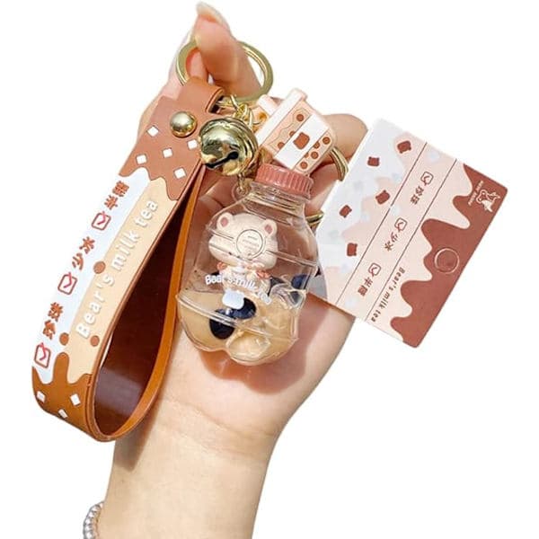 Cute Bubble Tea Keychain Boba Bear Keychain Pendant Doll for Girl