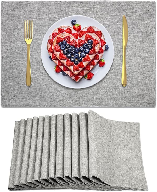 12-pack tygunderlägg rektangulära för bröllopsfest Light Grey