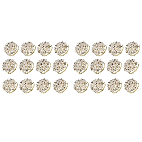 24 Pack Pearls lautasliinasormuksia, herkkä metalliseos lautasliinapidike rengas soljet Täydellinen kattaus sisustus F