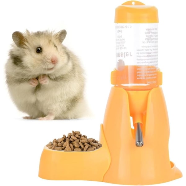 Little Pet automaattinen juomapullo ruokasäiliöllä pohjamökki roikkuu vesi (80 ml, keltainen) ruokintapullot automaattinen annostelija pienille eläimille