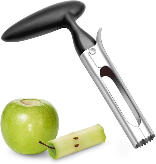 Apple Corer, Apple Corer with ABS Handle and Serrated Stainless Steel Blade, Black