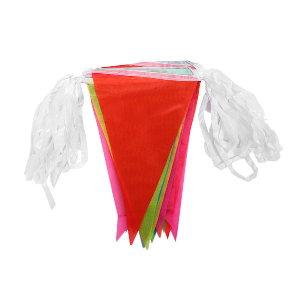 Trekantet Festbanner Anti-Blegning Dekorativt Banner Flag Fest Dekoration Farverigt Flag+30m