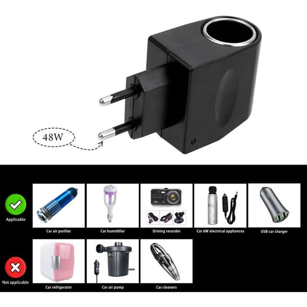 AC 220V til DC 12V Bil Strømomformer, 48W Bil Cigarettænderadapter