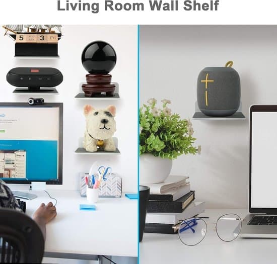Speaker Stand - Wall Shelf - Storage Rack - Suitable for Speakers, Webcams, and Mobile Phones - Floating Acrylic Shelf (White)(Ho)