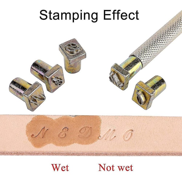 37 deler Lærhåndverk Stemplingsverktøysett, 6mm Alfabetbokstaver og Tall Stempler Lærhåndverk Stempling