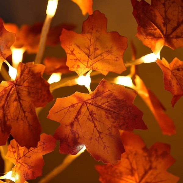 Joulu Uusi led Kuparilanka Valot Lyhdyt Helmi Puu Valot Tähtitaivas Kytkin Yövalo (Väri: Lämmin Valo Vaahteranlehdet)