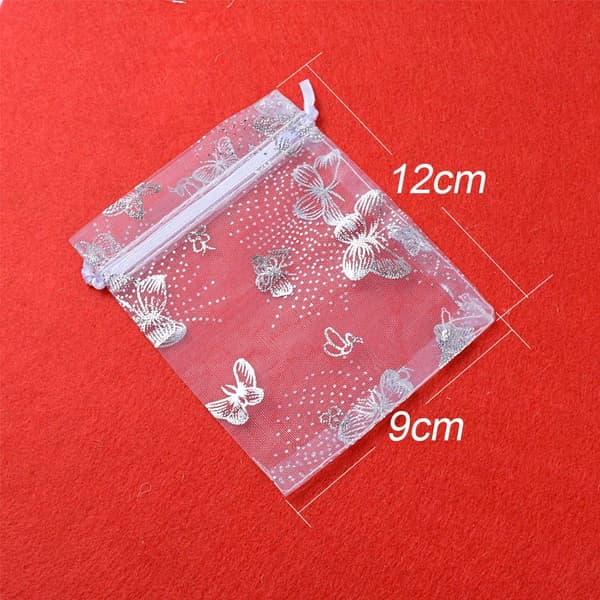 (9 * 12 cm) 100 pcs Wedding Party Gift Organza Bags with Butterfly Pattern for Guests.