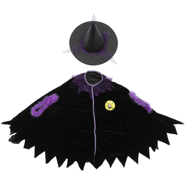 Vampyr Kappe Fancy Vampyr Halloween Børne Hexe Kostume Halloween Kappe Hat Sæt Halloween Hexe Hat 38x38cm 38x38cm