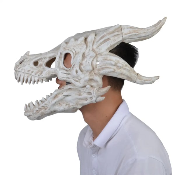 Dino Mask Moving Jaw Decor-Tyrannosaurus Rex Mask，Movable Dragon,Cosplay Mask Party Fødselsdag Halloween...