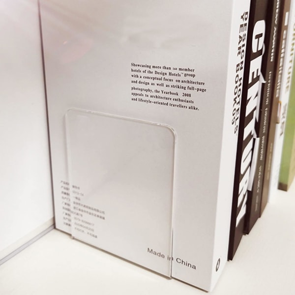 Klara akrylbokstöd-bokstöd, bokstöd för hyllor, genomskinliga akrylhylla för bokhylla, -4 par