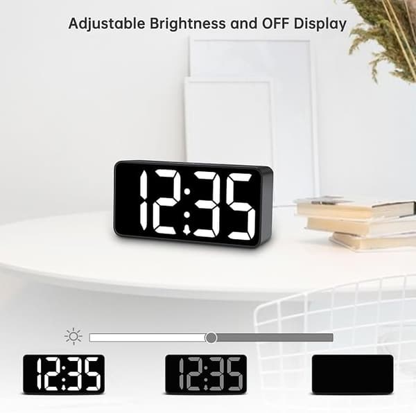 DreamSky Liten Digital Väckarklocka för Sovrum, Stor Tydlig Sifferdisplay med Dimmer för Vardagsrum, USB-C Adapterdriven
