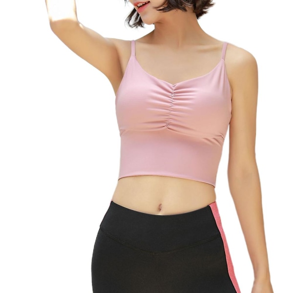 Atletiska linne dam longline seamless bh kvinna sportunderkläder Yoga kostym linne BraPinkM Pink M