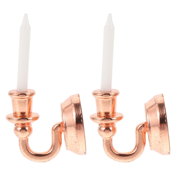 1 Par Kreativa 1:12 Dockhus Mini Väggdekorationer Eleganta Ljusstake Dekorationer Guld 3X1.5X1.5CM Golden 3X1.5X1.5CM