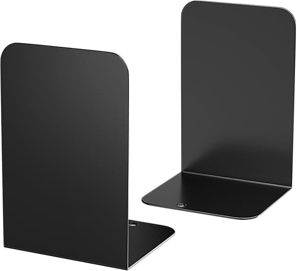 Bokstöd, svart metall bokstöd för tunga böcker, (2st, 5,3x7,8x4)