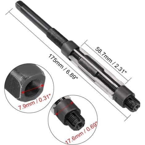 Adjustable HSS Square Hand Reamer - Adjustment Range 17-19 mm - 6 Blades for Precise Drilling in Metal - Reduces Irregularities