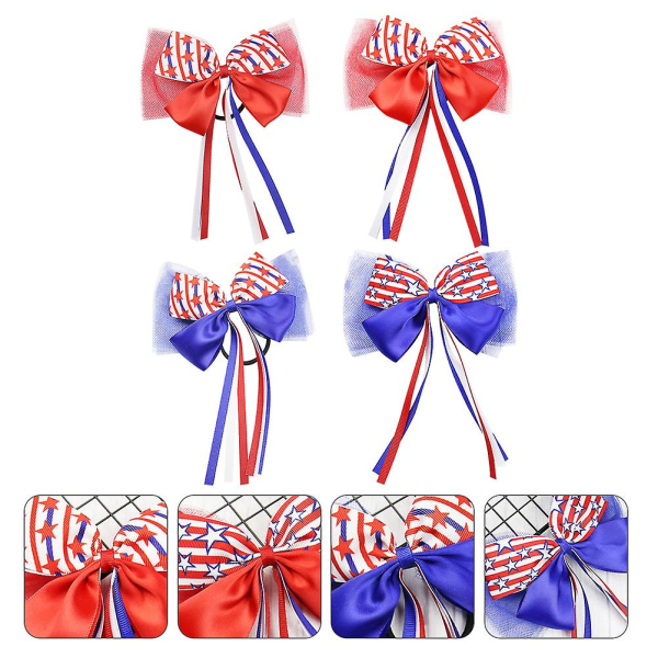 4pcs Independence Day Party Headdress Creative Kids Bowknot Hairclip Red BlueRed18x15cm