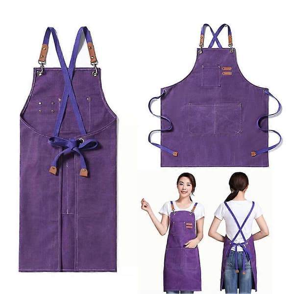 Canvas Apron with Large Pocket, Multifunctional Lacing for Restaurant
