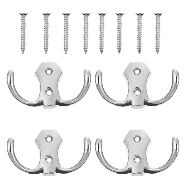 4pcs Modern Coat And Hat Hooks Zinc Alloy Hangers For Bedroom (silver)Silver7.4X4.4cm