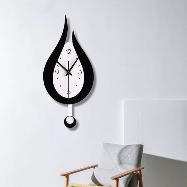 Modern väggklocka med vattendroppsdesign, kreativ pendelklocka i akryl (silver)-FF-