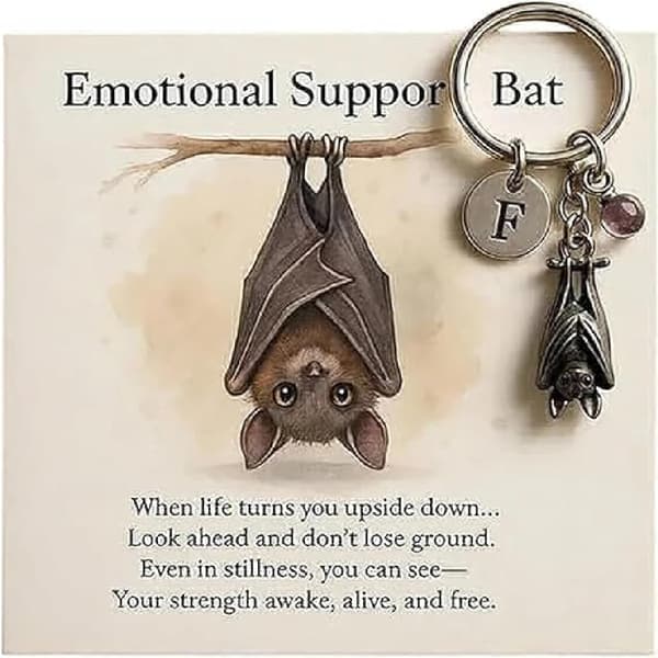 Encouraging Bat Keychain - Thoughtful Handmade Inspirational Keychain Personalized Emotional Support Gift with Bat