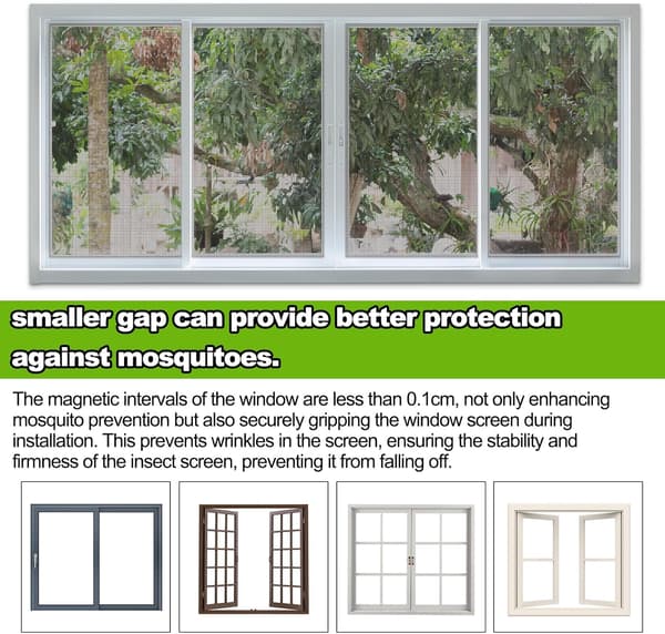 24 Pcs Magnetic Strips for Window Fly Screens, Self-Adhesive Magnetic Strip Clips, Punch-Free Universal Strong Magnet for Window Mesh